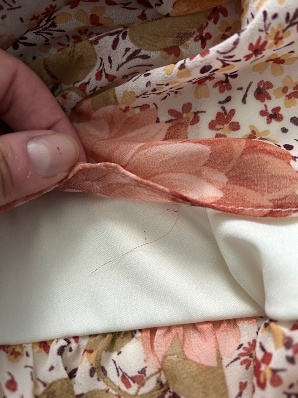 Floral Off-Shoulder Casual Dress in Peach & Mustard - Picture 9 of 9